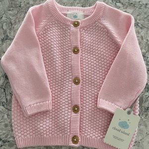 Cloud island pink button down Easter sweater 18m